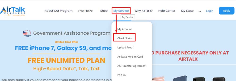 AirTalk Wireless Check Status - Justify Your Eligibility